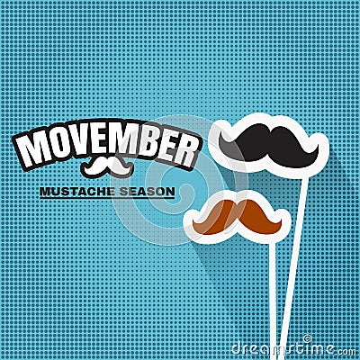 November, mustache season. Fake mustache for carnival in november Vector Illustration