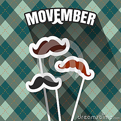 November, mustache season. Fake mustache for carnival in november. Vector Illustration