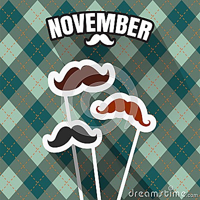 November, mustache season. Fake mustache for carnival in november. Vector Illustration