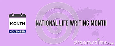 November National Life Writing Month text banner design for social media post Stock Photo