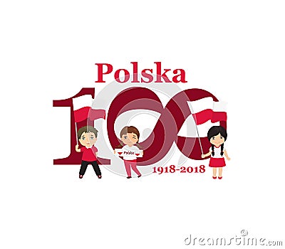 11 november, Poland Happy Independence Day greeting card. 100 anniversary. Text in Polish: Poland 1918-2018 Stock Photo