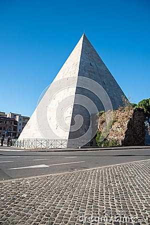 Exterior of the Pyramid of Cestius Editorial Stock Photo