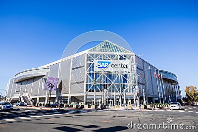 November 25, 2018 San Jose / CA / USA - SAP Center building close to downtown San Jose, south San Francisco bay Editorial Stock Photo