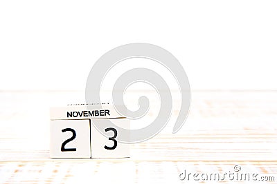 November 23th. Image of November 23th calendar on white background. Stock Photo