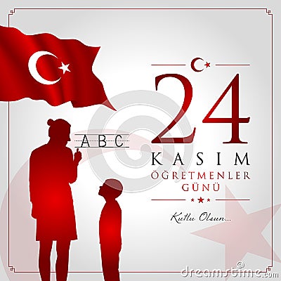 24 November, Turkish Teachers Day celebration card. Vector Illustration