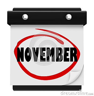 November Word Wall Calendar Change Month Schedule Stock Photo