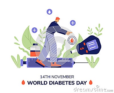 14 November World Diabetes awareness day banner or poster vector illustration. Vector Illustration