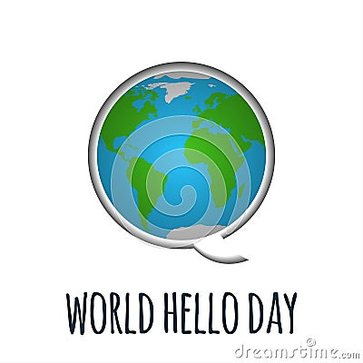 November world hello day concept background.paper cut postcard Vector Illustration