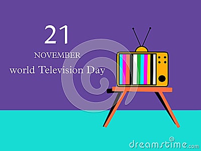 21 november, world television day concert digital 2D art with space, violet and light blue colour Stock Photo