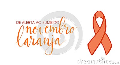 Novembro Laranja translation from portuguese November Orange, Brazil campaign for tinnitus awareness. Handwritten Vector Illustration