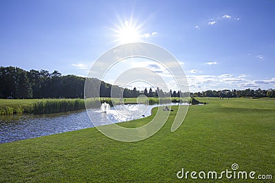 Novi-Petrivtsi, Ukraine - August 14, 2020: golf course in the former residence of the President of Ukraine Viktor Yanukovych Stock Photo