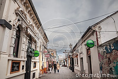 Ulica Laze Teleckog street, an iconic pedestrian street of the city center of Novi Sad, Editorial Stock Photo