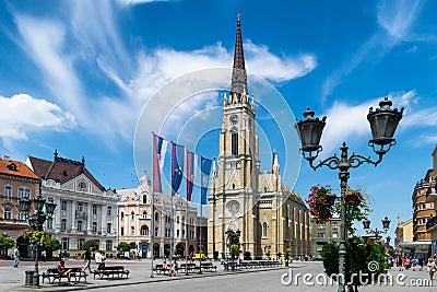 NOVI SAD, SERBIA - July 7, Novi Sad - Liberty Square on the day of Exit Festival Editorial Stock Photo