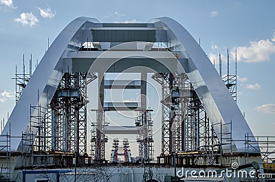 Novi Sad, Serbia. March 19, 2015. Å½eÅ¾elj Bridge on the Danube in Novi Sad Stock Photo