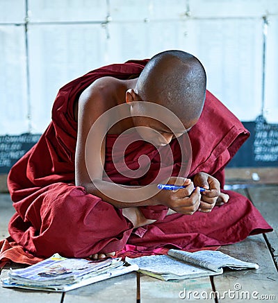 Novice monk, Myanmar Editorial Stock Photo