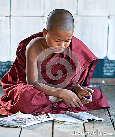 Novice Monk, Myanmar Editorial Stock Photo