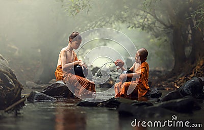 Novice Monk in Thailand Stock Photo