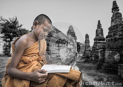 Novice Monk in Thailand Stock Photo