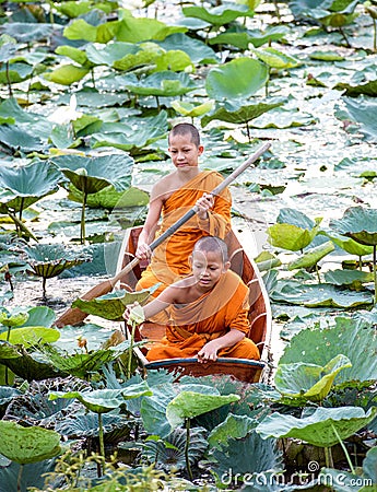 Novice Monk in Thailand Stock Photo