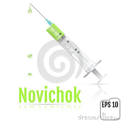 Novichok syringe. Novichok poison drops. Realistic vector illustration Vector Illustration