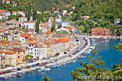 Novigrad Dalmatinski aerial waterfront view Stock Photo