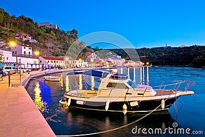 Novigrad Dalmatinski bay and waterfront evening view Stock Photo