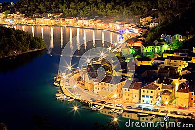 Novigrad Dalmatinski waterfront at evening aerial view Stock Photo