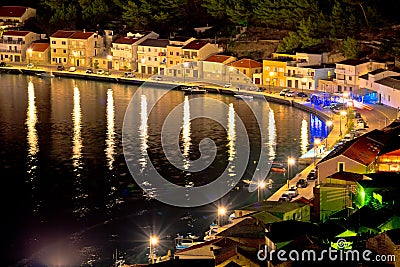 Novigrad Dalmatinski waterfront at evening aerial view Stock Photo