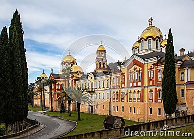 Novo-Athos monastery in Abkhazia in winter Stock Photo