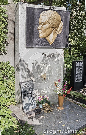 Novodevichye Cemetery. Tomb actress Lybov Orlova Editorial Stock Photo