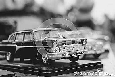 Novokuzneck, Russia - 07.07.2018: toy cars at the exhibition Editorial Stock Photo