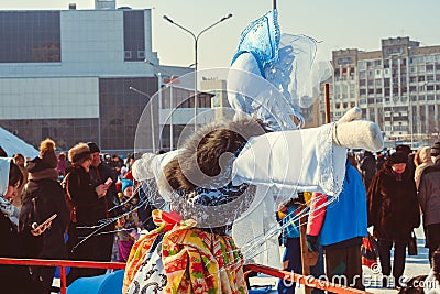 Novokuzneck, Russia - 18.02.2018: the effigy of Maslenitsa Editorial Stock Photo