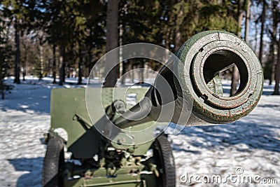 Novomoskovsk, Russia - March 24, 2022: cannon barrel muzzle close up Stock Photo