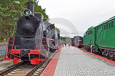 Freight locomotive series er 789-91. Novosibirsk Museum of railway equipment in Novosibirsk, Siberia, Russia Editorial Stock Photo