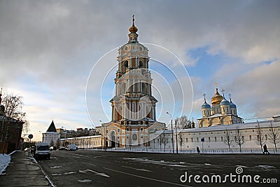 Novospassky Monastery New monastery of the Saviour during winter day. Moscow. Russia Editorial Stock Photo