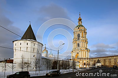 Novospassky Monastery New monastery of the Saviour during winter day. Moscow. Russia Editorial Stock Photo