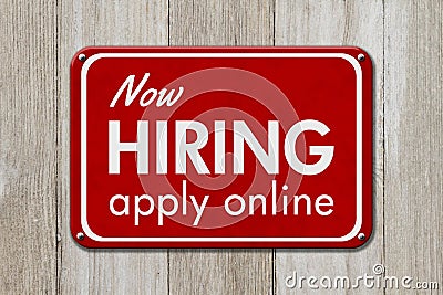 Now hiring apply online red sign Stock Photo