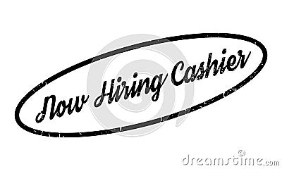 Now Hiring Cashier rubber stamp Vector Illustration