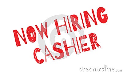 Now Hiring Cashier rubber stamp Vector Illustration