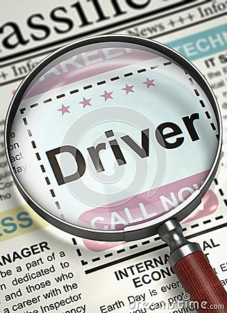 Now Hiring Driver. 3D. Stock Photo