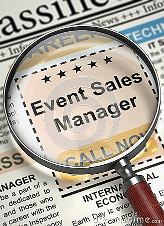 Now Hiring Event Sales Manager. 3D. Stock Photo