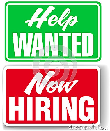 Now Hiring Help Wanted business signs Vector Illustration