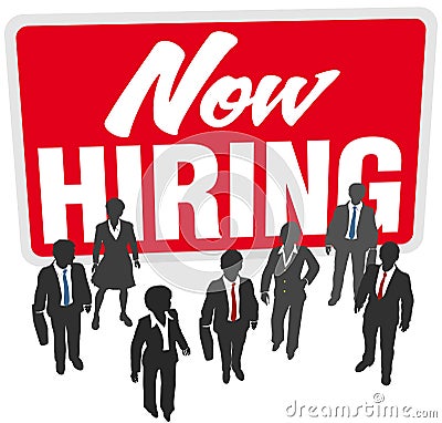 Now Hiring sign join business work team Vector Illustration