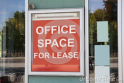 Office Space For Lease Sign On Door Stock Photo