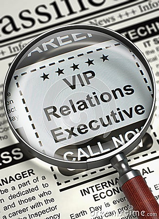 Now Hiring VIP Relations Executive. 3D. Stock Photo