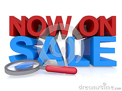 Now on sale word on white Stock Photo