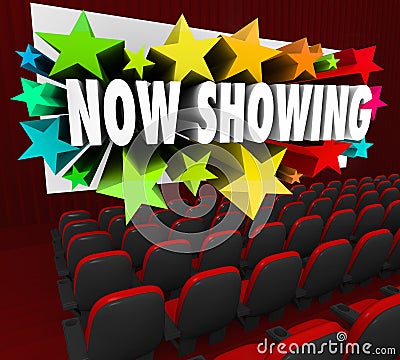 Now Showing Words Movie Screen Attend Viewing Event Webinar Audi Stock Photo