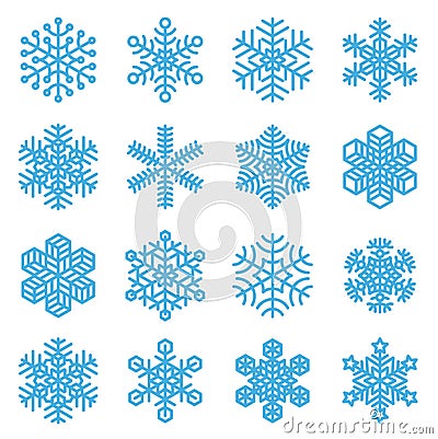 Nowflake winter icon set. Vector Illustration
