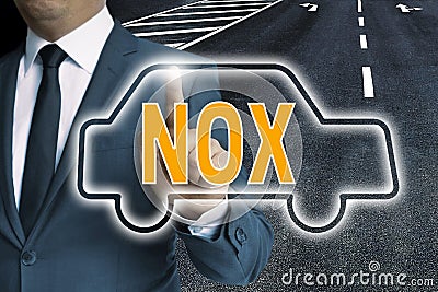 NOX with car touchscreen is operated by man concept Stock Photo