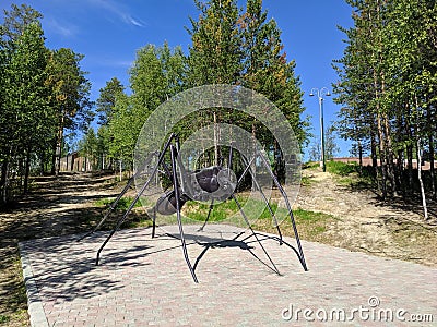 Noyabrsk, Russia - June 5, 2021: Sculpture of a mosquito in the city park of the city of Noyabrsk Editorial Stock Photo